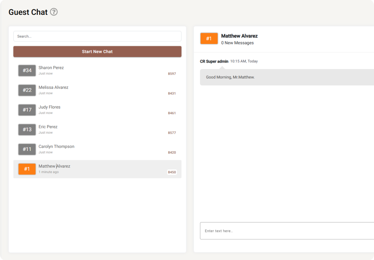 SupremeStay front desk dashboard with live room status